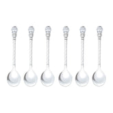 Jogo 6 Colheres de Café Zamac Crystal Niquelado 11cm - Ela Decora